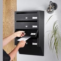 Boîtes aux lettres murales en acier pour appartements extérieurs, boîte de livraison d'enveloppes pour jardin domestique, boîte aux lettres à 4 compartiments