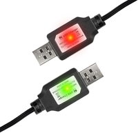 Câble de chargeur USB pour batterie Lipo 7,4 V 2S compatible avec voiture RC SCX24 Gel Blaster, prise XH-3P, cordon de charge intelligent avec LED
