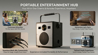 Projecteur portable tout-en-un avec haut-parleur, poignée intégrée et microphone, son stéréo de qualité cinéma pour la maison et l'extérieur