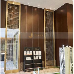 EX289 Room Hotel Stainless Steel Decorative <b>Screen</b> Decoration Partition <b>Wall</b> Divider Room Partition Display Shelf Room Divider - Product Image 3