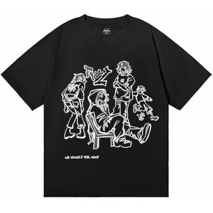 Camiseta de hombre de cuello redondo y manga corta, corte regular, 100% algodón, con estampado divertido de dibujos animados - Product Image 1
