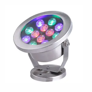 Ngoài Trời 6W 9W 12W DMX Điều Khiển Thép Không Gỉ IP68 Không Thấm Nước Chìm LED Dưới Nước Hồ Bơi RGB Vòng Đèn Đài Phun Nước