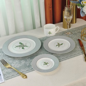 Luxury 4-Pcs Ceramic <b>Dinnerware</b> Set Exquisite Porcelain Promotional Plates Coffee Cup & Saucer for Dining Room - Product Image 3