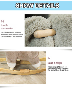 <span class=keywords><strong>Cheval</strong></span> à bascule Lapin et Éléphant pour enfants avec une capacité de 50 kg - Jouet mignon et durable à bascule et à roulettes, conception anti-chute pour les tout-petits - Product Image 5