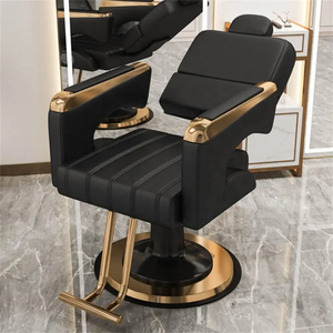 Salon Chair and <b>Mirror</b> Set Barber Shop Chair Hair Salon Black and Gold Salon Chairs - Product Image 5