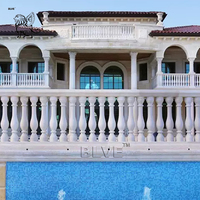 BLVE Moderne Sculpté À La Main Escaliers De Sécurité Main Courante En Marbre Blanc Pilier Romain Conception Balustre Pierre Balcon Garde-Corps pour Maison