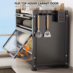 Meuble de rangement multifonctionnel pour comptoir de cuisine avec tiroirs, égouttoir à vaisselle double porte anti-poussière pour la maison - Product Image 5