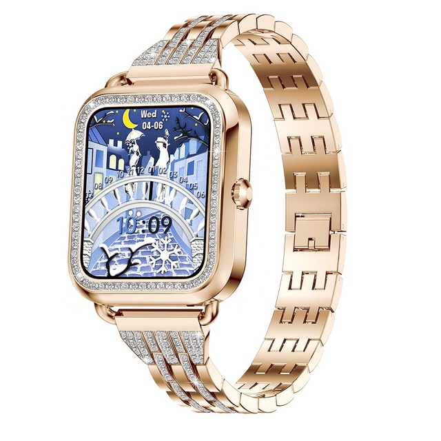 I68 2024 Women's Fashion Smartwatch with 1.59inch Square Screen IP67 Waterproof BT Call Health Monitoring TFT Display Metal Case