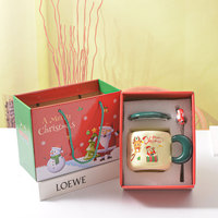 Mug en céramique de Noël avec couvercle, couleur et logo personnalisés, 380 ml/430 ml, tasse cadeau créative réutilisable pour femmes et couples