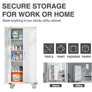 Armoire de <span class=keywords><strong>garage</strong></span>, grande armoire de rangement en métal, casier de <span class=keywords><strong>garage</strong></span>, 4 étagères réglables, portes verrouillables, revêtement en poudre époxy, couleur au choix - Product Image 4