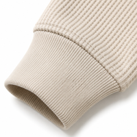 Sweat-shirt Henley en tricot gaufré épais, vente en gros directe d'usine, pull en molleton uni personnalisé pour homme avec boutons-pression