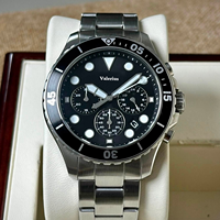 Montre chronographe à quartz pour homme, lunette rotative, bracelet en acier inoxydable, aiguilles lumineuses, affichage de la date, style sport plongée