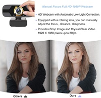 1080P USB Komputer Webcam dengan Mikrofon untuk Windows Mac OS PC, Laptop, Desktop untuk Live Streaming, Video Call, Konferensi Dll
