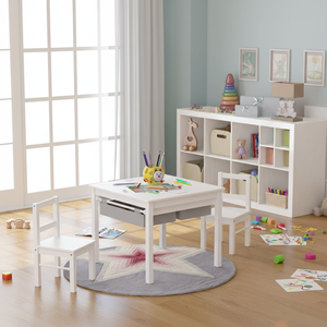 Table d'activités de construction 2-en-1 moderne en bois pour enfants avec 2 chaises, tiroirs de rangement et plateau intégré compatible <span class=keywords><strong>Duplo</strong></span> - Product Image 2