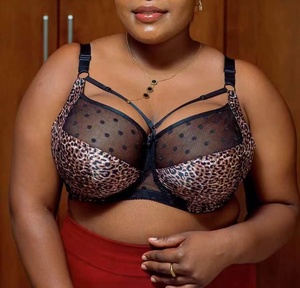 Ensemble <span class=keywords><strong>soutien</strong></span>-<span class=keywords><strong>gorge</strong></span> push-up confortable sans bretelles et culotte hipster en dentelle léopard, tailles 42 et plus, vente en gros d'usine - Product Image 4