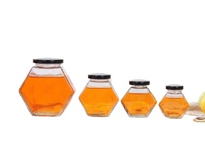 Hot Selling 100ml 220ml 380ml Storage Bottle Stick Spoon Hexagon <b>Container</b> Honey <b>Glass</b> Jar With Wooden Lid - Product Image 5