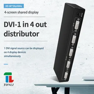 TONLI Répartiteur DVI 4K 4 ports 1X4 Répartiteur duplicateur de Distribution DVI 1 entrée 4 sorties DVI vers 4 DVI 3840*2160