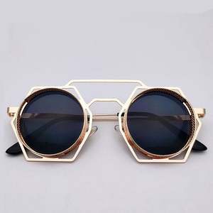 Gafas de Sol Redondas de Metal Retro de Alta Calidad al por Mayor para Mujer, Lentes de Espejo, Gafas de Sol Góticas Steampunk para Hombre - Product Image 6