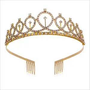 Fashion queen's crystal crown hair headdress bridal dance tiara birthday cake ornament