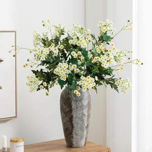 Bouquet de marguerites artificielles Meng Jie en PVC, fleurs en soie à longue tige, blanc et jaune, décoration intérieure, accessoires de mariage - Product Image 1