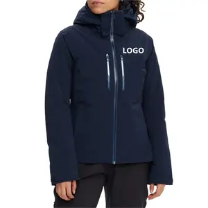 Logo de haute qualité couleur unie coupe ajustée manteau court femmes neige Style personnalisé et Ski chaud coupe-vent veste de Ski