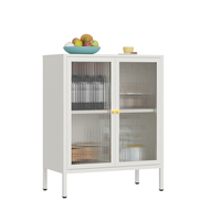 Buffet en métal de style nordique avec armoire en verre Changhong Casier de rangement à vaisselle multicouche pour balcon et salon