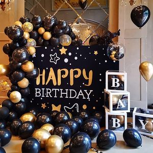124Pcs Black Gold Latex <b>Balloon</b> Arch Kit Digital Printing for Halloween Birthday Party New Year Baby Shower Anniversary - Product Image 3