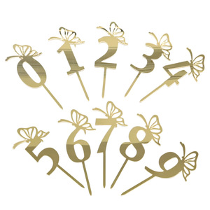 Ins Style Butterfly Number Acrílico Cake Toppers Venta caliente Baby Smash Cake Photo Shoot Party Supplies Personalizable Reutilizable - Product Image 3
