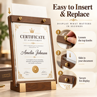 Support de table en acrylique et bois massif pour cartes, menus, cadres photo, certificats et médailles d'honneur, pour l'exportation