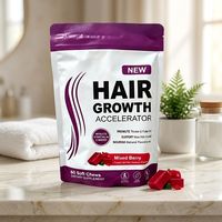 Vitamines pour la croissance des cheveux, gommes à mâcher molles, complément alimentaire pour femmes et hommes adultes, 10000 MCG de biotine, favorise des cheveux plus épais, plus volumineux et plus forts