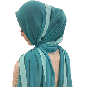Bufanda multicolor de alta calidad para mujer, hiyab musulmán de Chifón con empalme de diamantes, bufanda Islámica - Product Image 1