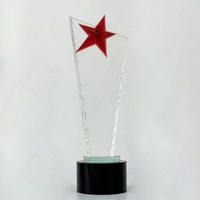 Trophée en verre cristal d'usine, trophée étoile en verre transparent, rouge, violet, ambre, décoration en cristal pour la maison et le bureau