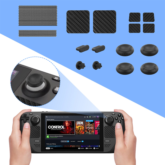Steam Deck Silicone Grips for Accessory Kit Dust Plug Rocker Rubber Caps Dustproof Trackpad Button Sticker Protective Video Game