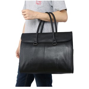 Men's Genuine Leather <b>Briefcase</b> 14 Inch Business Laptop Bag Top Layer Cowhide Black Cover Type Soft Handle - Product Image 2