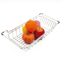 Égouttoir à vaisselle multifonctionnel rectangulaire moderne en acier inoxydable 304 argenté 410x190x90mm pour évier, rangement de cuisine
