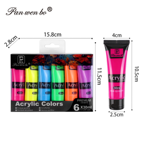 Ensemble de <span class=keywords><strong>peinture</strong></span> <span class=keywords><strong>acrylique</strong></span> fluorescente Panwenbo 6 couleurs 30 ml, pigments brillants néon, <span class=keywords><strong>peinture</strong></span> <span class=keywords><strong>acrylique</strong></span> pour artiste - Product Image 3