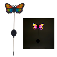 Lampe solaire optique papillon à piquer dans le sol, tube optique transparent à changement de couleur, lampe papillon pour cour et pelouse, lumière d'ambiance