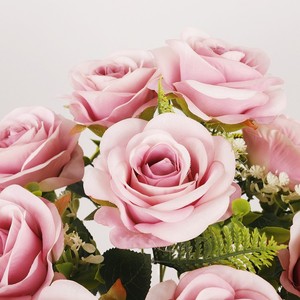 Ramo de Rosas Artificiales de Seda de Alta Simulación, Accesorio para Bodas, Decoración para el Hogar - Product Image 1