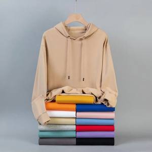 Sweat-shirt à capuche unisexe, coupe classique, en coton tricoté, couleur unie, décontracté, pour l'automne, avec poche avant, bleu, blanc, rose, 2027 - Product Image 4