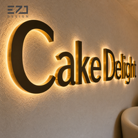 Enseigne murale de bureau personnalisée EZD en métal noir avec halo lumineux, affichage intérieur/extérieur, enseigne 3D personnalisée rétroéclairée par LED