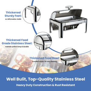 Calentador de Comida Eléctrico de Acero Inoxidable, Diseño Ovalado Dorado, Versátil, Juego de Buffet Portátil, Capacidad de 9L - Product Image 5