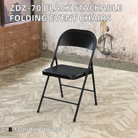 Chaises de salle à manger pliantes en fer noir empilables ZDY-70 avec design portable pour événements