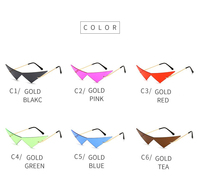 2023 nouvelle personnalité oeil de chat chaud lunettes de soleil femmes sans monture Triangle lentille noir lunettes de soleil pour dames
