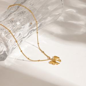 Collier Nœud Papillon en Acier Inoxydable Plaqué Or 18 carats avec Pendentif Animal, Bijoux pour Femme – Fabricant - Product Image 3