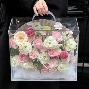 Gran oferta, caja de acrílico de rosas eternas modernas para siempre para flores, cesta de flores transparente acrílica de lujo - Product Image 1