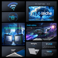 Nouvel ordinateur portable 15,6 pouces, 6 Go de GDDR5, processeur Intel N95 Quad Core, Windows 11, Full HD 60 Hz, clavier rétroéclairé anglais, SSD, écran IPS, refroidissement haute performance, personnel