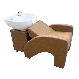 Lit de lavage de cheveux semi-allongé, style assis, avec bac en céramique, petit lit de lavage pour salon de coiffure, spécial - Product Image 5