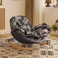 Fauteuil à bascule moderne et élégant de style mid-century, rembourré en tissu doux, avec ottoman, pour salon, chambre à coucher, meubles de maison