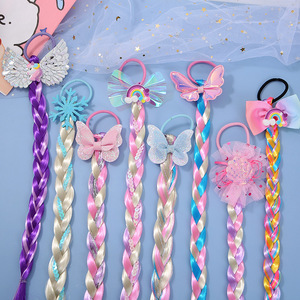 Perruque tressée Cosplay sirène <span class=keywords><strong>princesse</strong></span>, accessoires pour <span class=keywords><strong>cheveux</strong></span> avec paillettes, bandeau avec Clips <span class=keywords><strong>longs</strong></span>, Extension arc-en-ciel pour enfants, nouvelle collection - Product Image 2