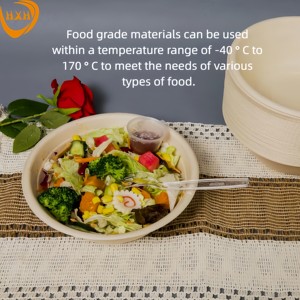 Tùy chỉnh 32 oz dùng một lần Bát compostable bã mía sợi với tre và PLA tròn/hình bầu dục với nắp đậy cho cắm trại - Product Image 2